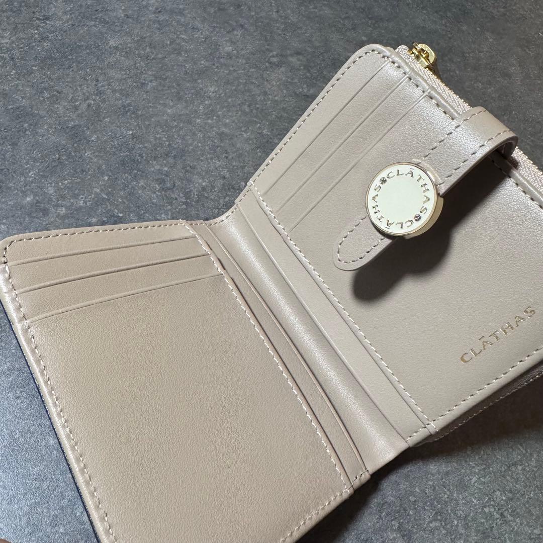CLATHAS ブラック 二つ折り財布 クレイサス ラウンドファスナー