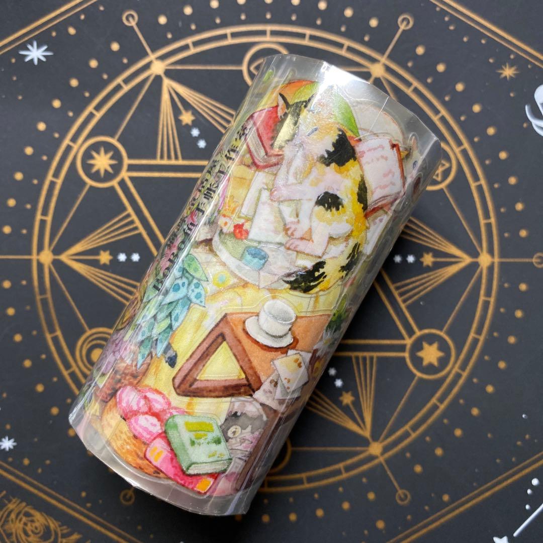 【8915】海外　マステ　5m巻　PETカッティングマスキングテープ　猫　家具