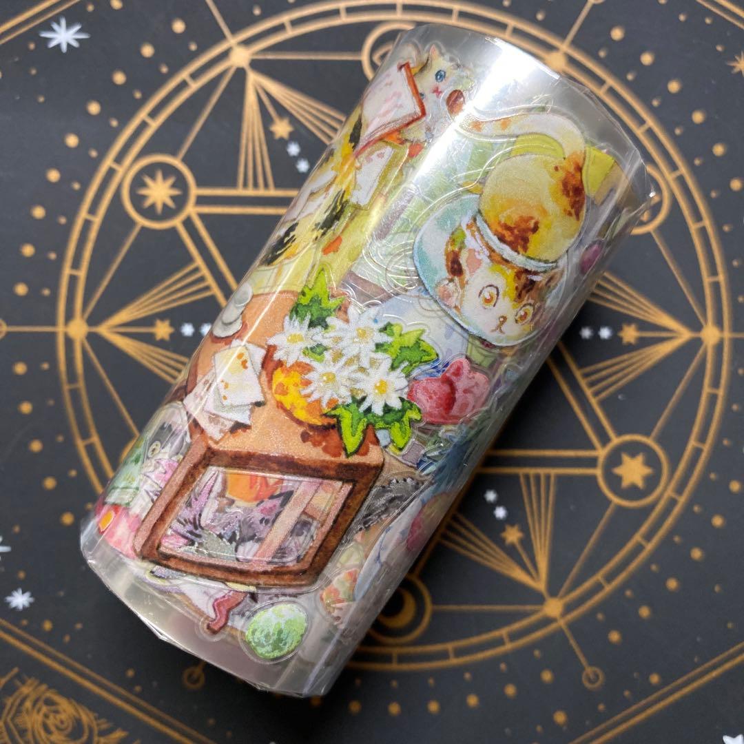 【8915】海外　マステ　5m巻　PETカッティングマスキングテープ　猫　家具