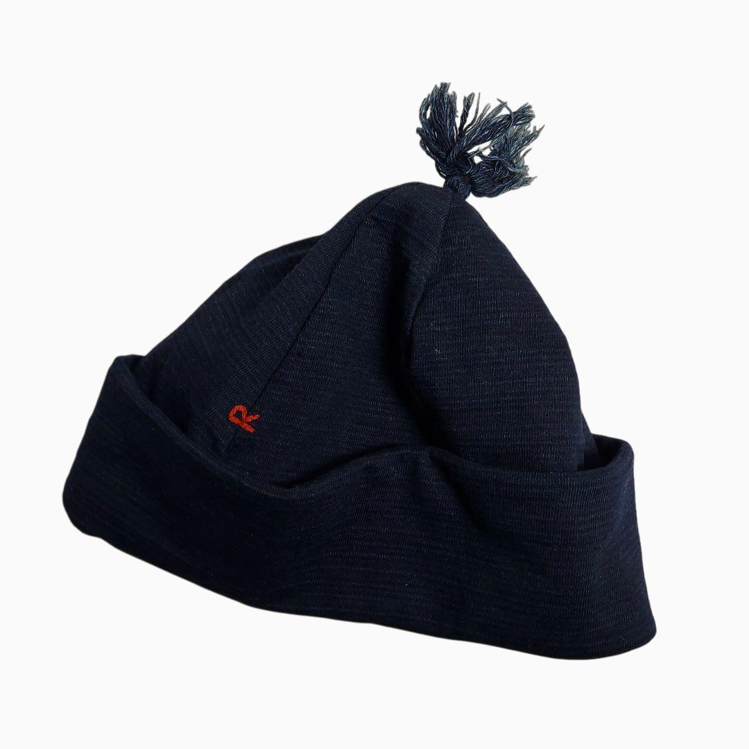 希少 45R✨R by 45rpm インディゴ デニム ポンポンニット帽 R刺繍