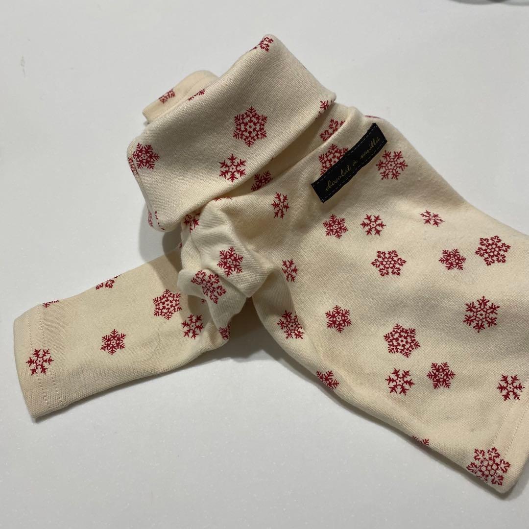 アトリエgg 雪柄長袖タートルカットソー　サイズ21 新品