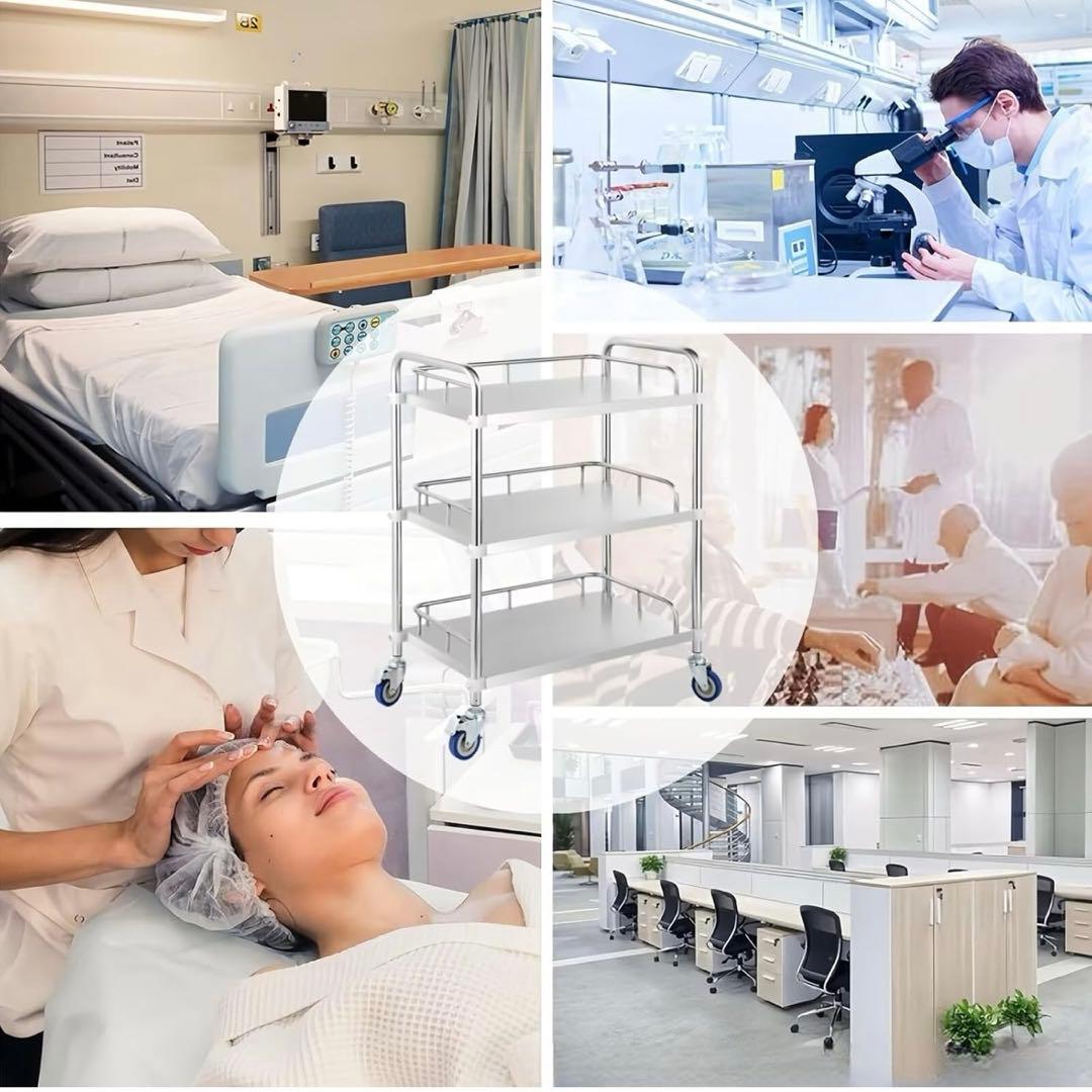 サービスワゴン キッチンワゴン ステンレス キャスター ストッパー付 2段 収納