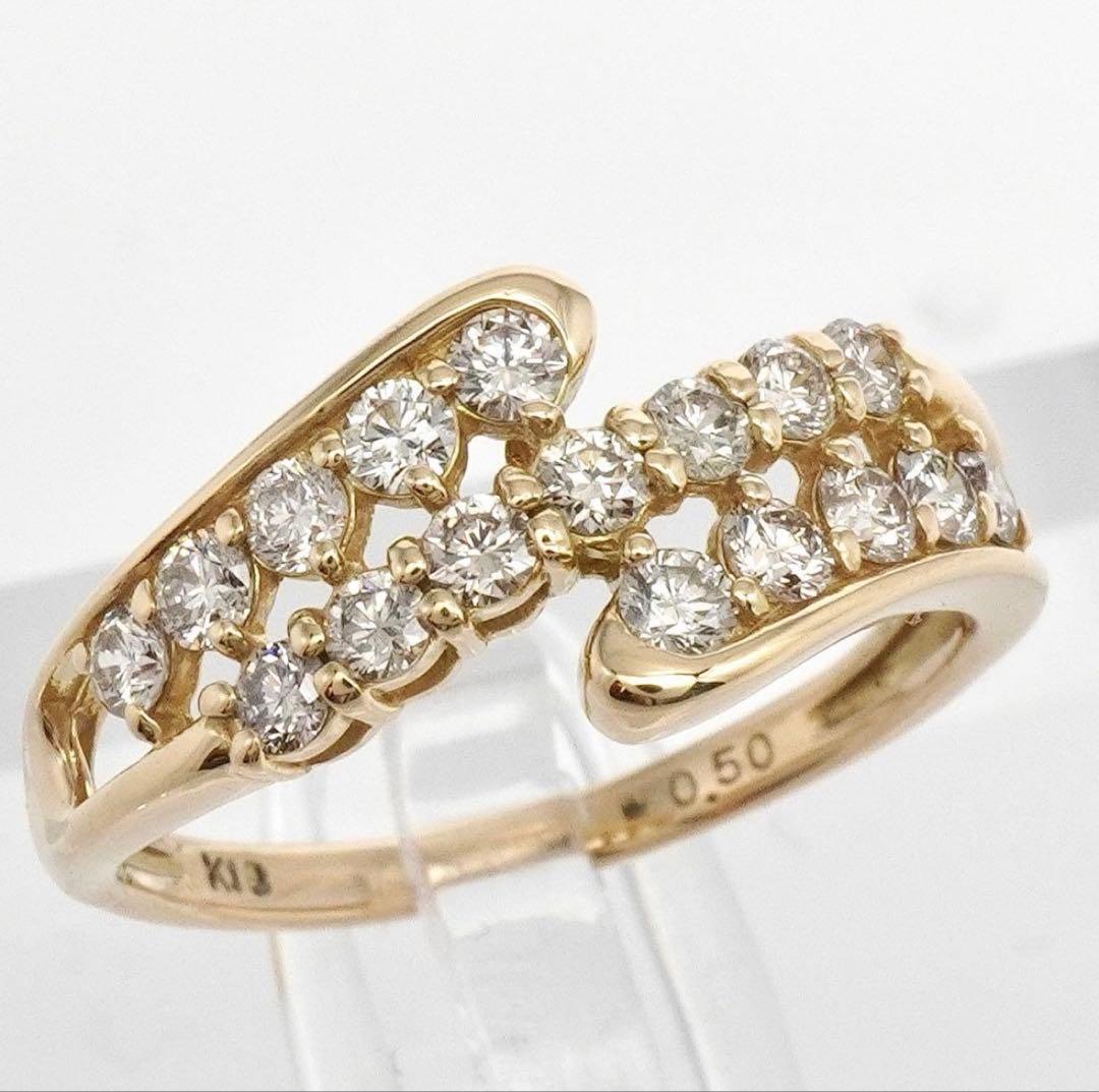 ダイヤ リング ダイヤモンド 0.50ct K18 透かし 指輪 18金 11号