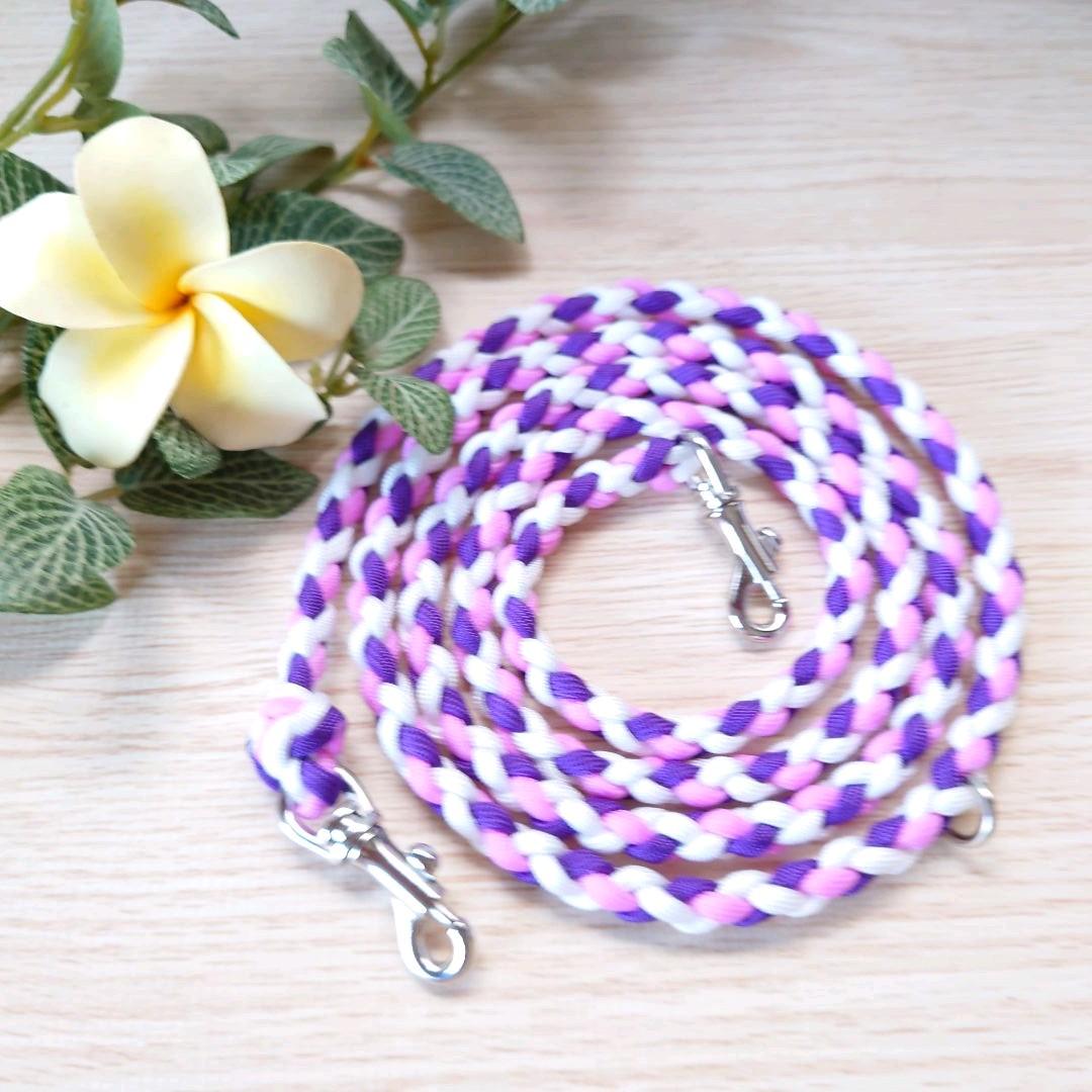 パラコードリード＆パラコード首輪　太め　ハーフチョーク　パープル×ピンク　№29