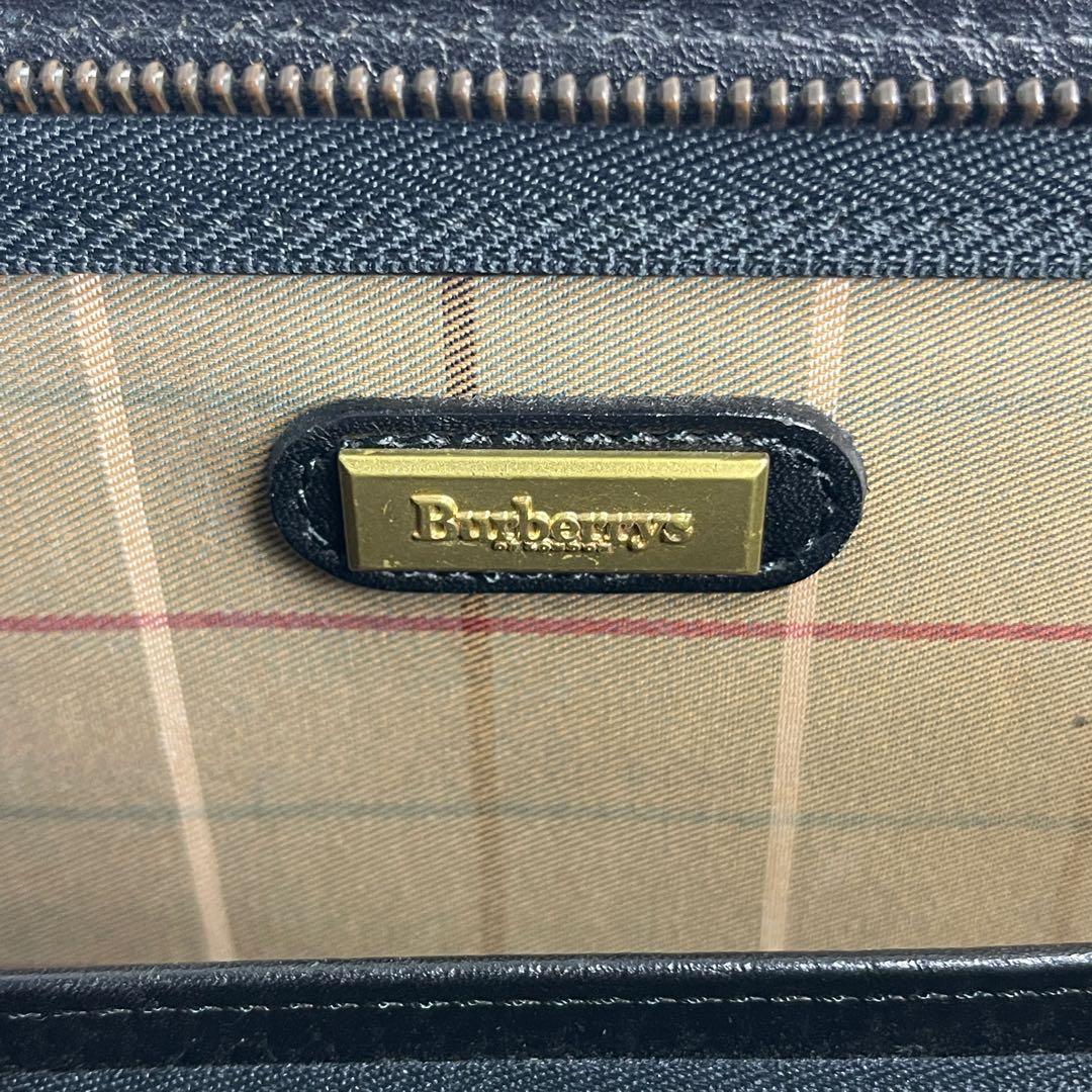 極美品　バーバリー　ホースロゴ　チェック　レザー　ビジネスバッグ　A4収納　鍵