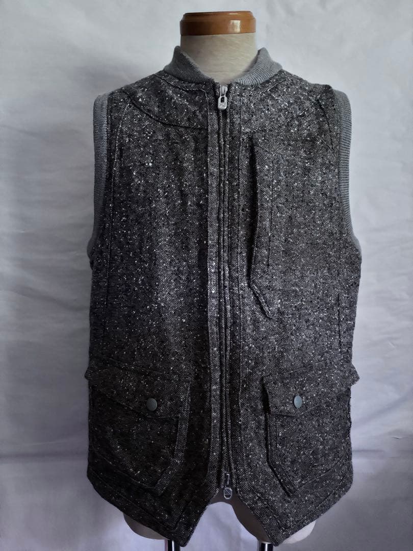 ホワイトマウンテニアリング　ホームスパン　ツイード　キルティングベスト WZIP