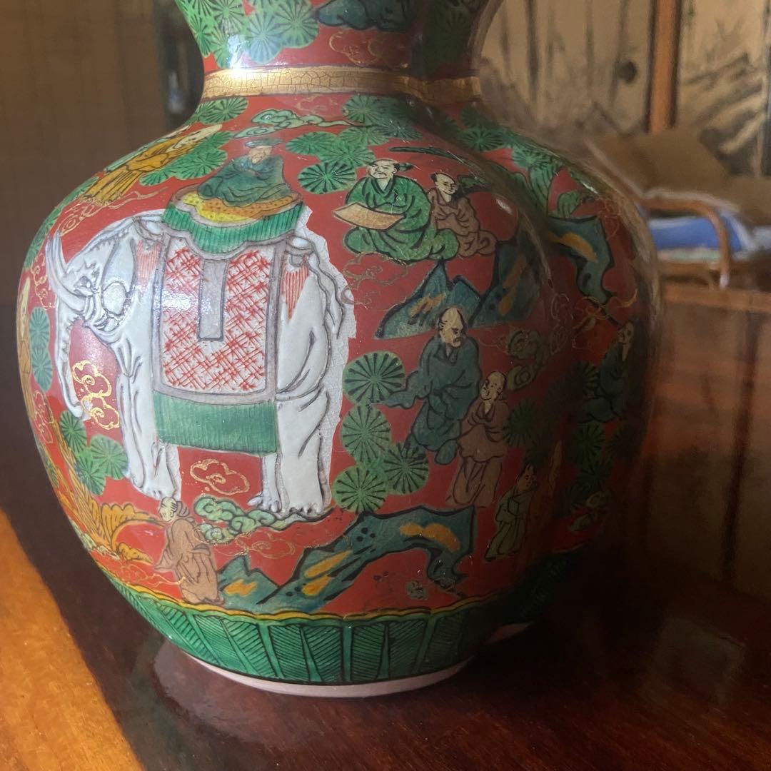 九谷焼き　ひょうたん形花瓶　壺