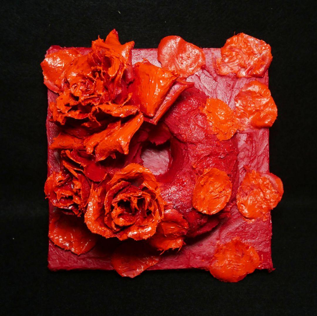 油絵 油彩 絵画 立体アート【薔薇のドーナツ】