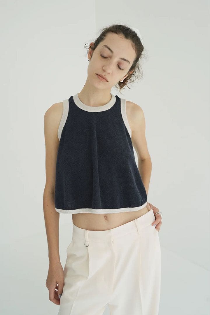 CLANE PILE FLARE TANK TOPS navy サイズ2 新品