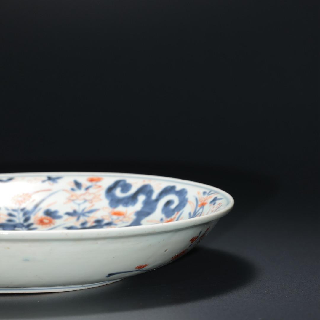 伊万里色絵花籠図皿　∅31cm　古伊万里　骨董　R1370A