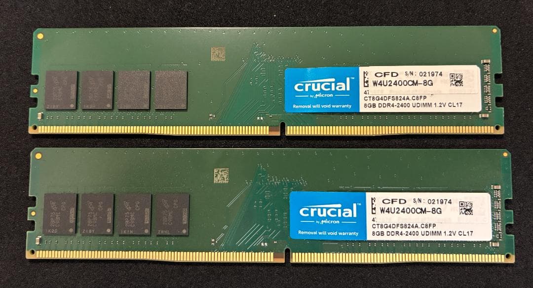 デスクトップPC用 メモリ crucial DDR4 2400 8GB×2枚