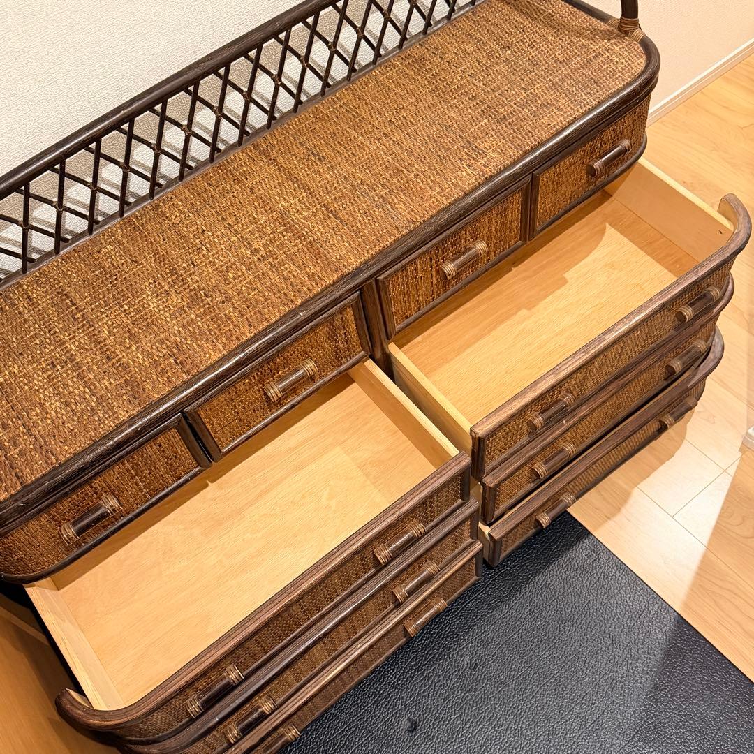 希少✨ヴィンテージラタン　籐家具 チェスト　4段10杯　引き出し タンス　ラタン
