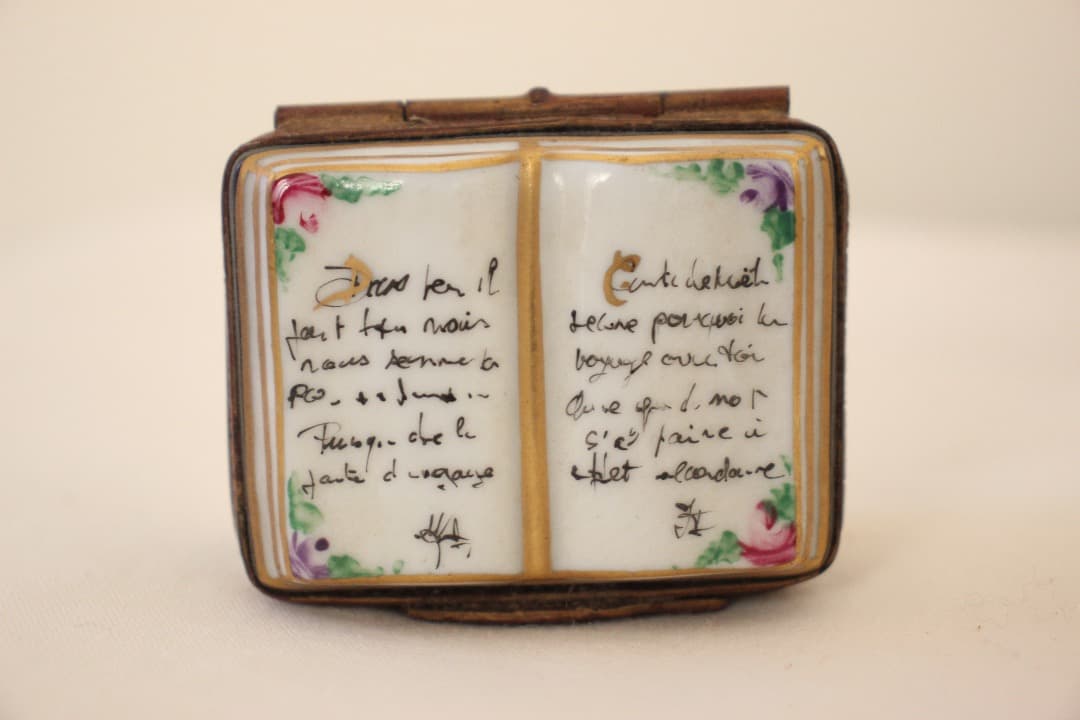 アンティーク　フランス　リモージュボックス　本　Book 羽