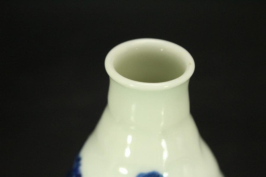 清水六兵衛 染付 山水画 瓶 一対(A631)