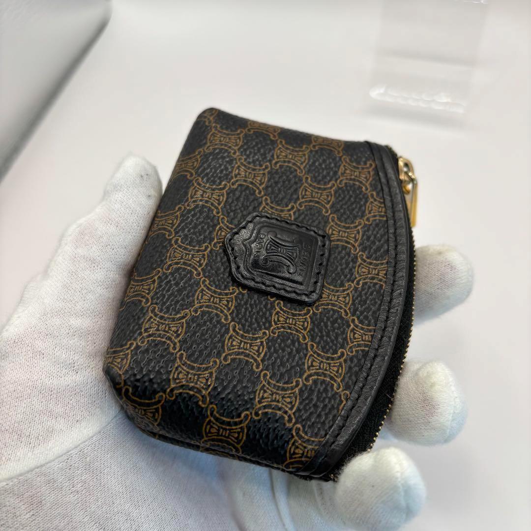 CELINE ケース　マカダム　トリオンフ　ブラック　レザー　黒マカダム