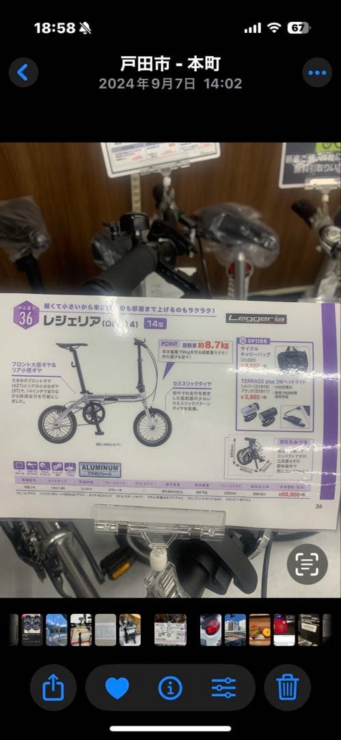 14型 折りたたみ自転車 レジェリア14(MHシルバー/シングルシフト）