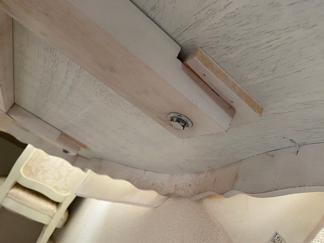 アンティーク調ホワイト オーバル型ダイニングテーブル ロココ調 楕円形テーブル