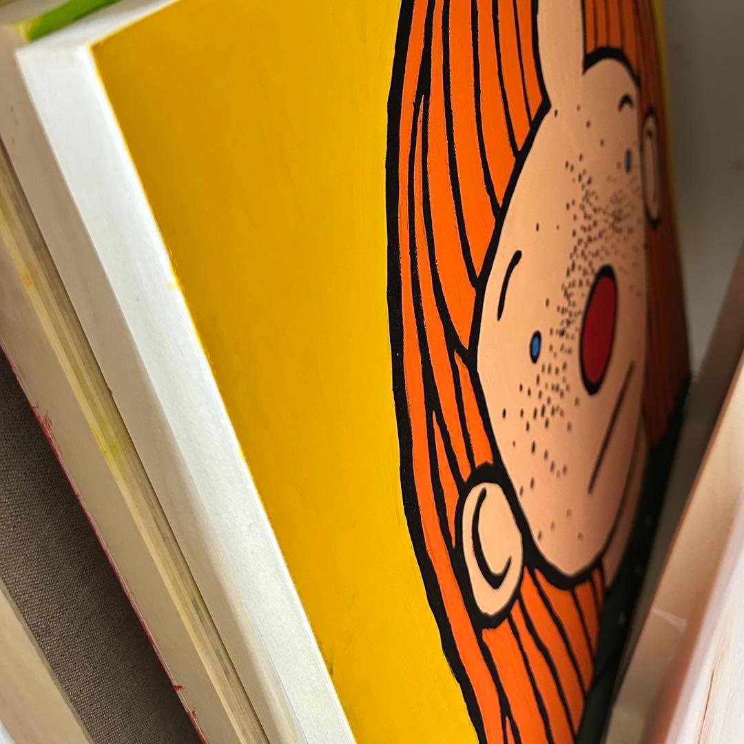 原画　アクリル画 サイン入り ●Kaoruko Negishi● 紐付き