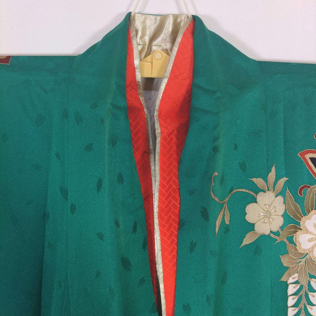 格安！振袖フルセット　10点　成人式　結婚式　前撮り　グリーン　緑　ふくよかさん