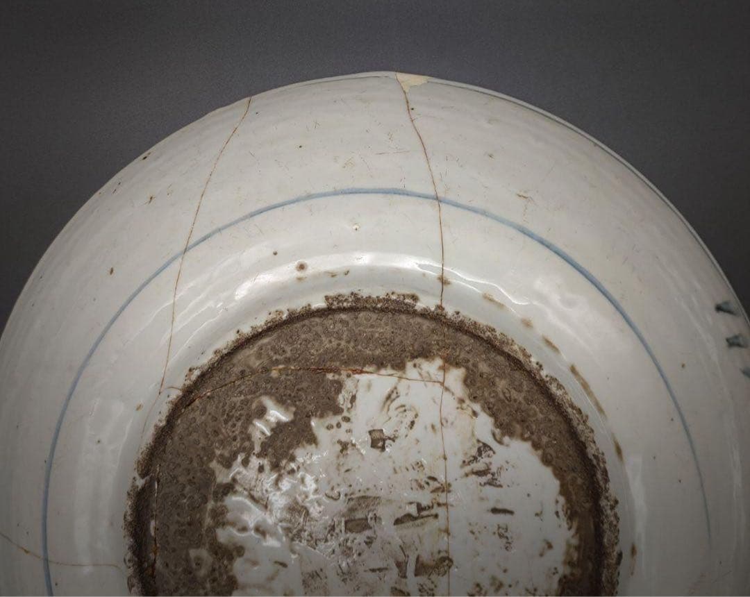 中國美術 古玩 鳳紋様 青花大皿 飾り皿　染付大皿 直徑36.5cm