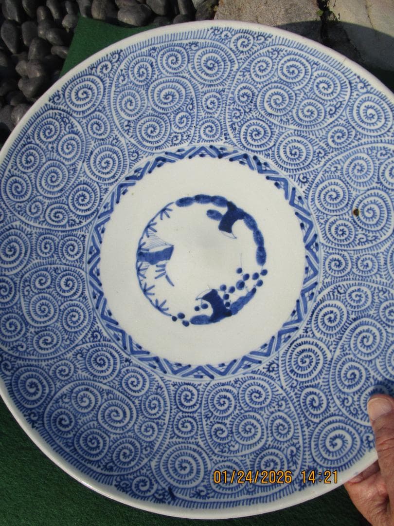 古伊万里　蛸唐草　大皿　裏銘あり　江戸期保証　無傷と思います　1枚