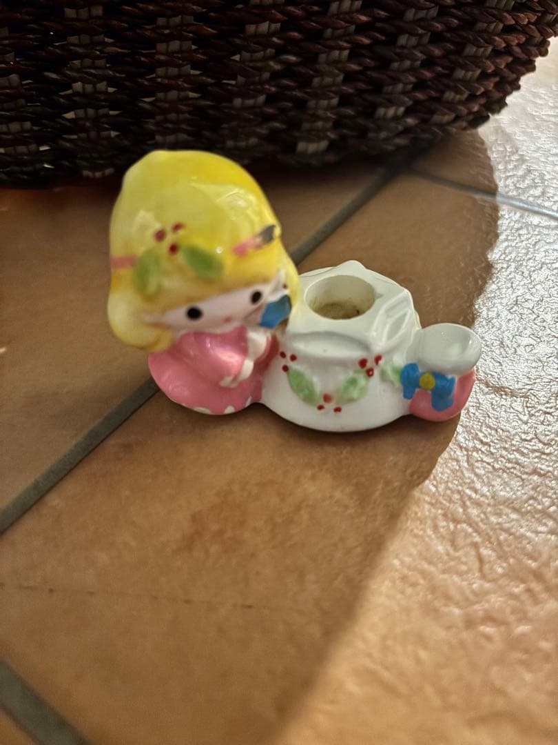 リトルツインスターズ　キキララ　キャンドルホルダー 陶器製　1976年　日本製