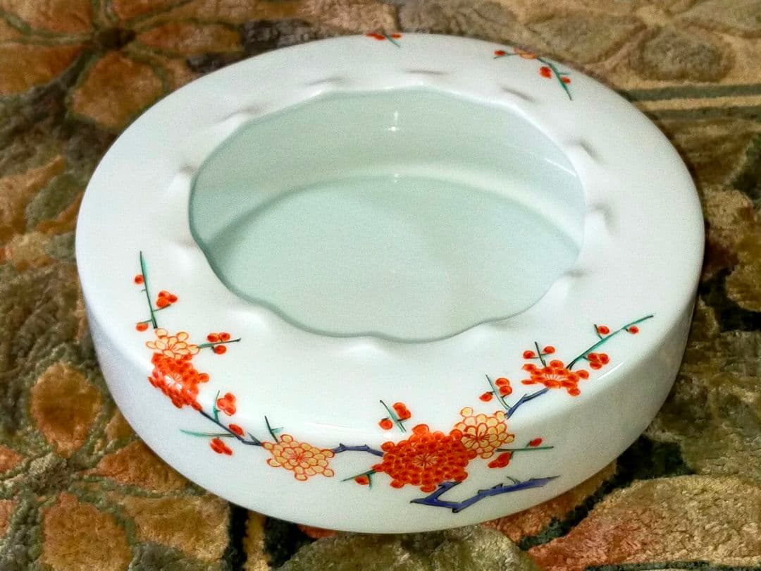 ♥未使用　人間国宝　十三代　酒井田柿右衛門　灰皿　共箱付き　骨董　古玩