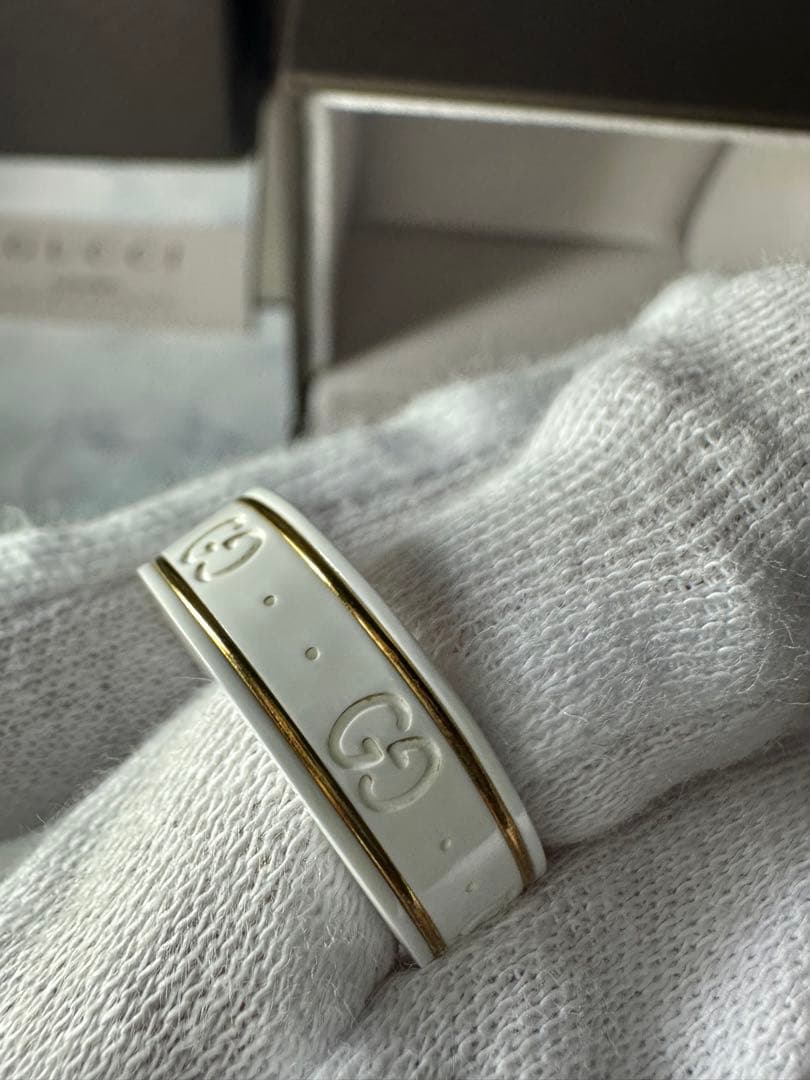 【未使用】GUCCI グッチ リング 指輪 GG ホワイト #17