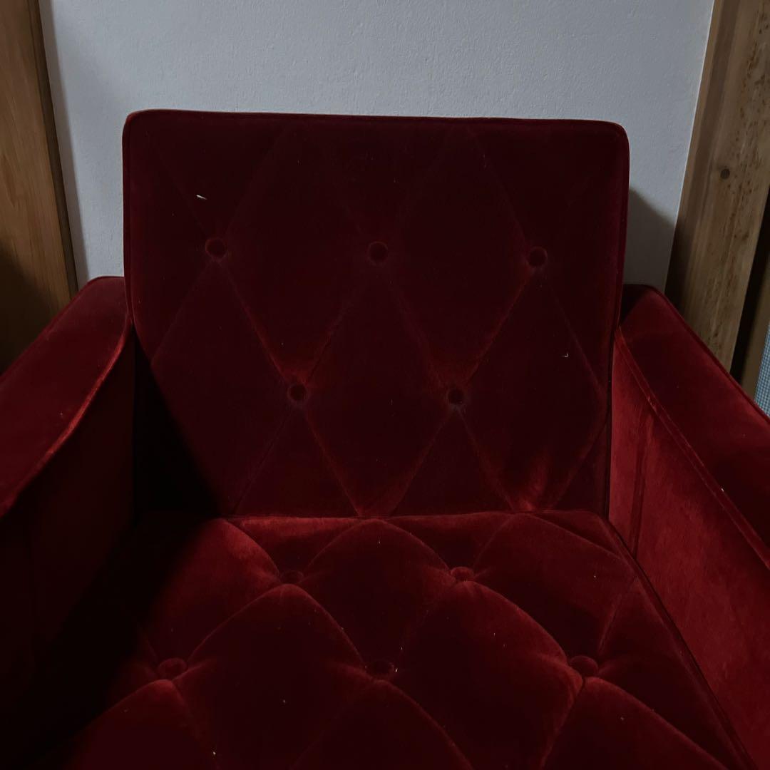 森 バーガンディ ベルベット 椅子 ボタン留め