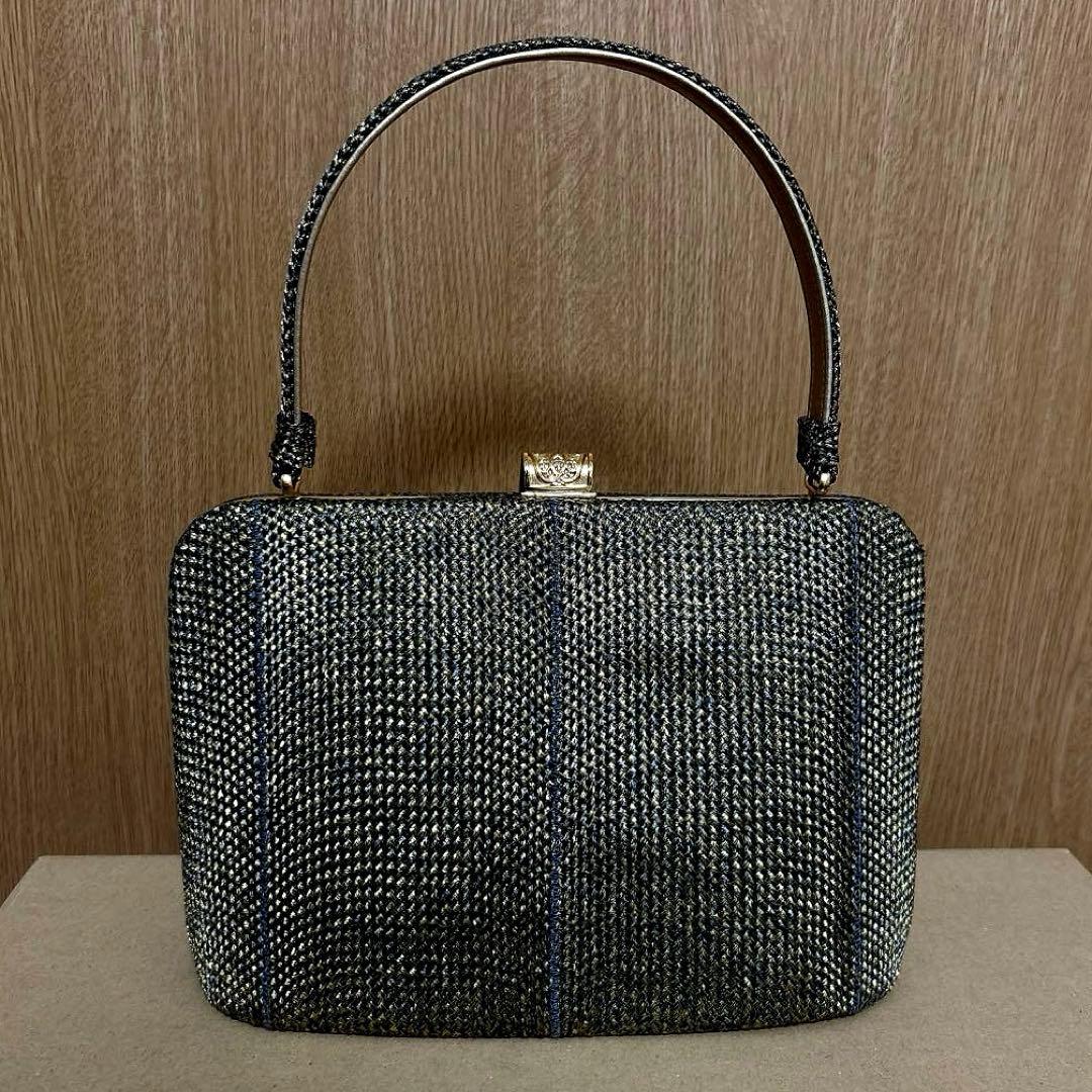 神田胡蝶　和装バッグ　フォーマル　組み織　正絹　金糸　ブラック　ゴールド