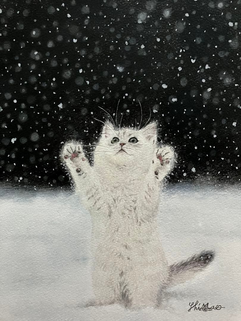 “雪だぁ‼︎” 色鉛筆画 パステル
