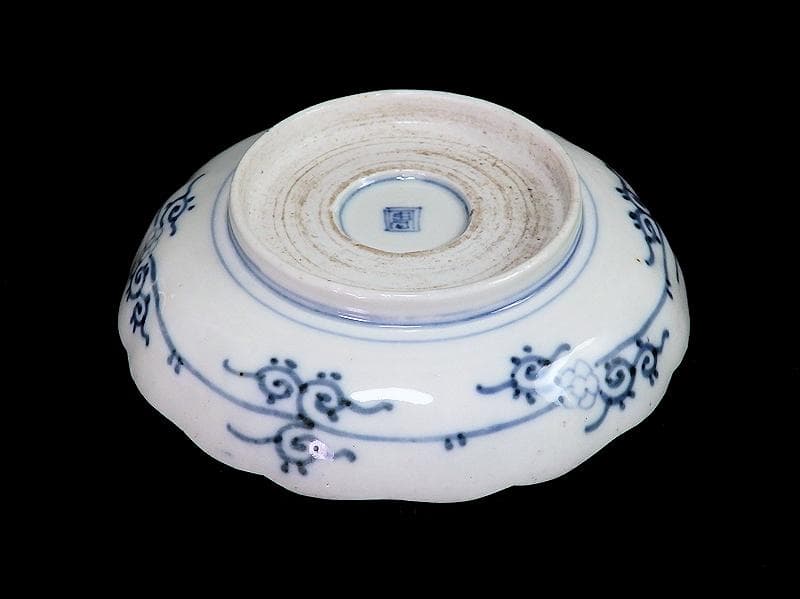 古伊万里　染錦　菖蒲に菊の図　４寸半皿　４客　D869AS-BXp