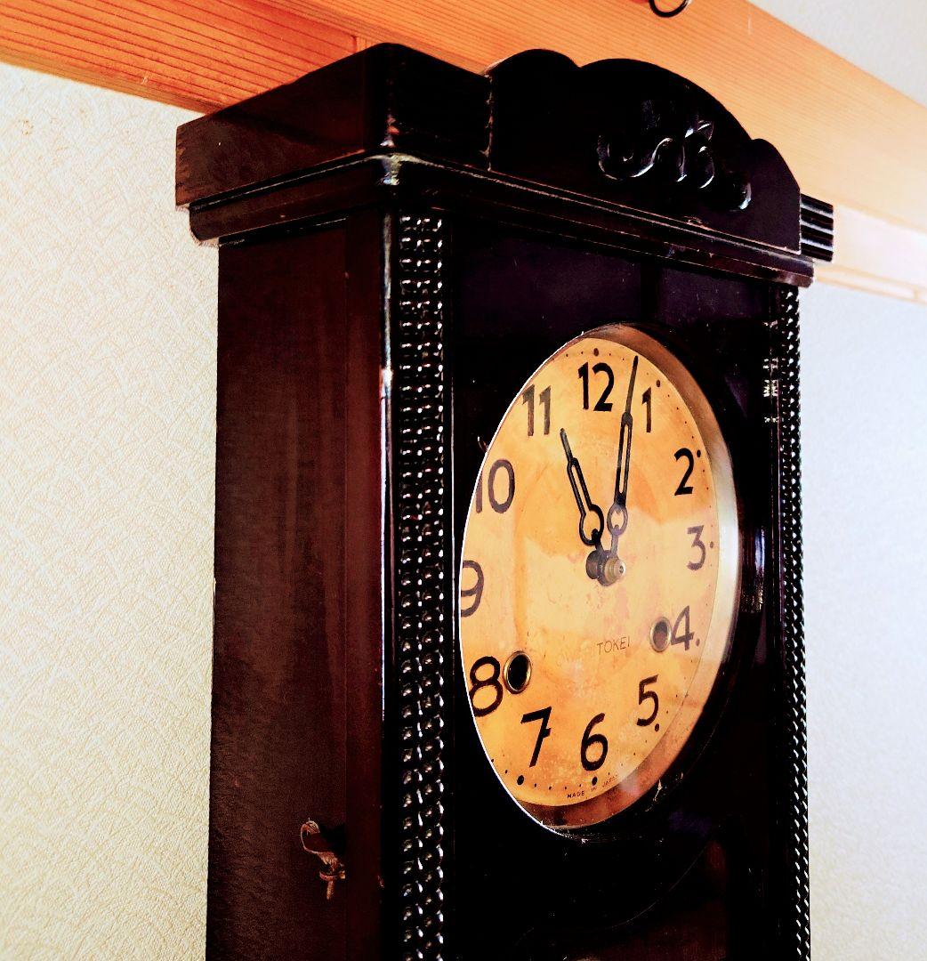 〈完動・美品〉尾張時計地球馬印　宮型ゼンマイ振り子時計 古時計　ボンボン時計