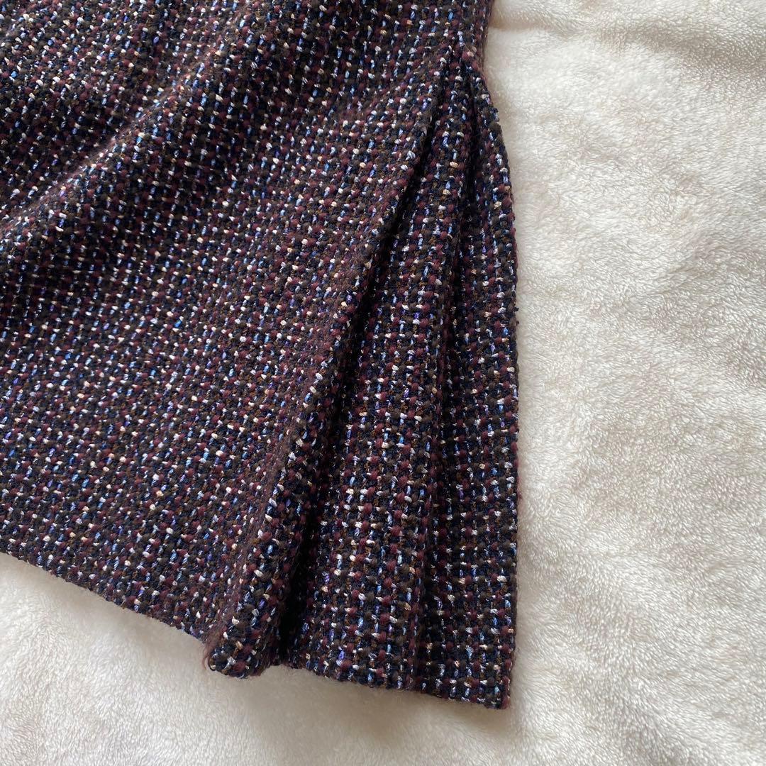 CHANEL ラメツイード スカート ボックスプリーツ ウール