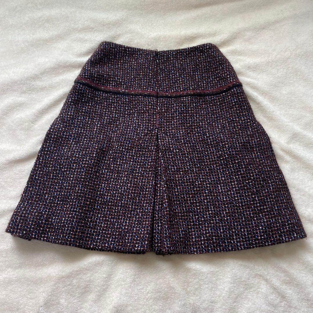 CHANEL ラメツイード スカート ボックスプリーツ ウール