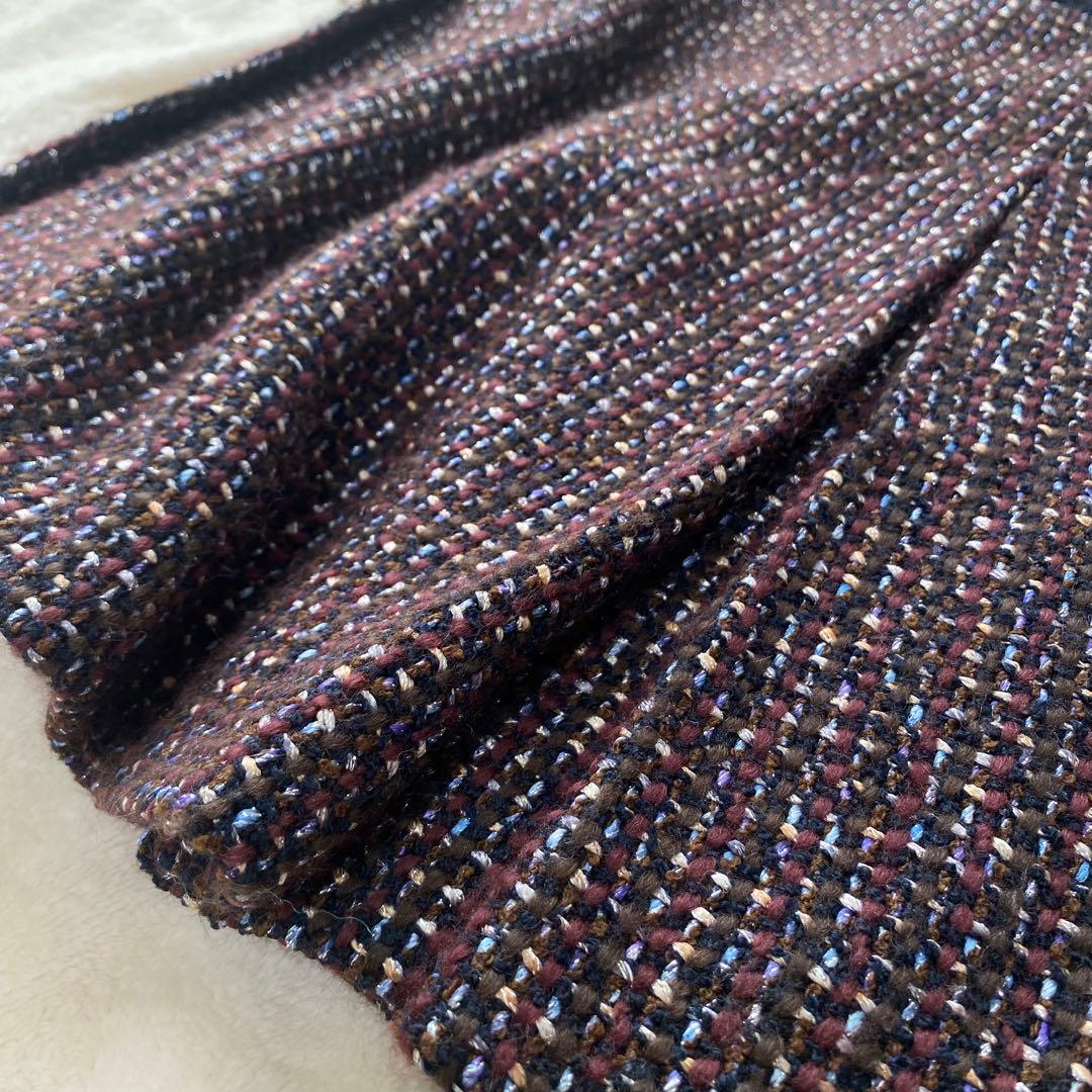 CHANEL ラメツイード スカート ボックスプリーツ ウール