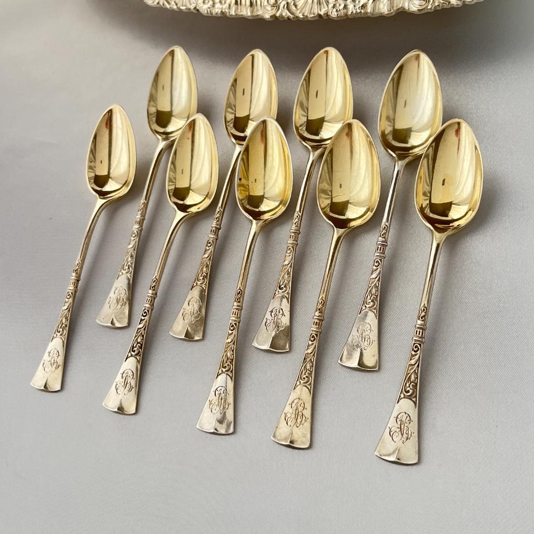 【ドイツ】モカスプーン 9本【純銀】 10.5cm