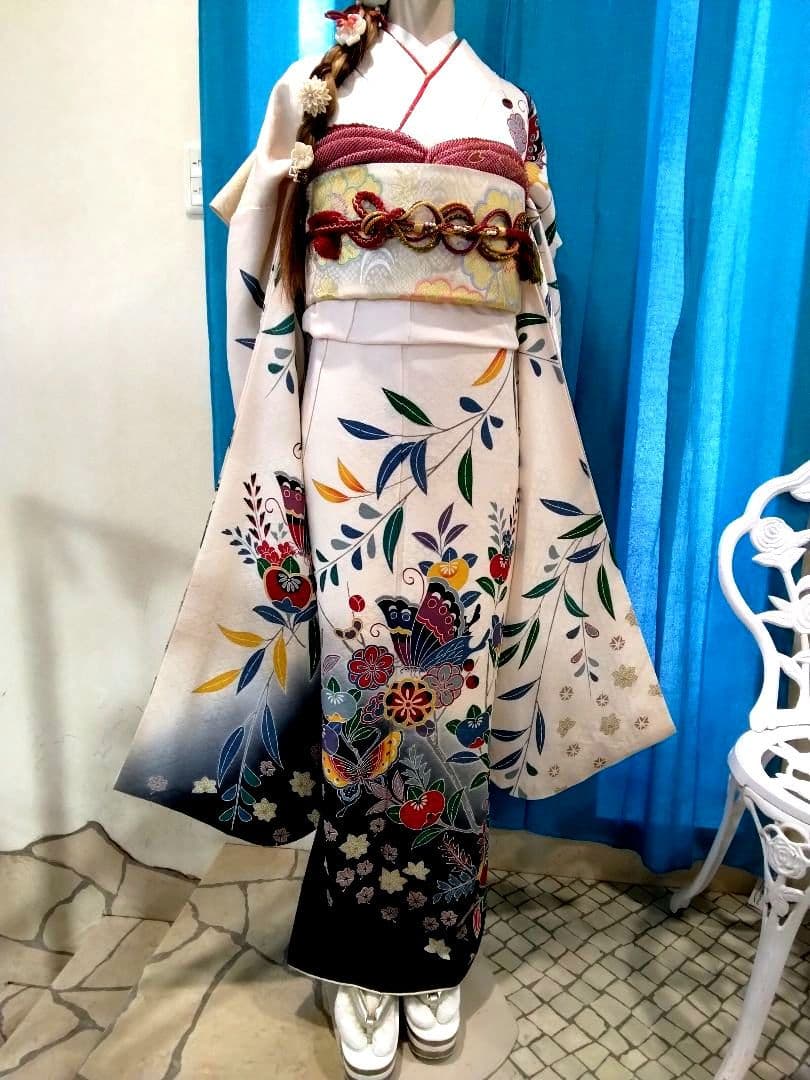振袖フルセット、正絹振袖成人式、重ね衿、帯揚げ帯締め、西陣袋帯、襦袢