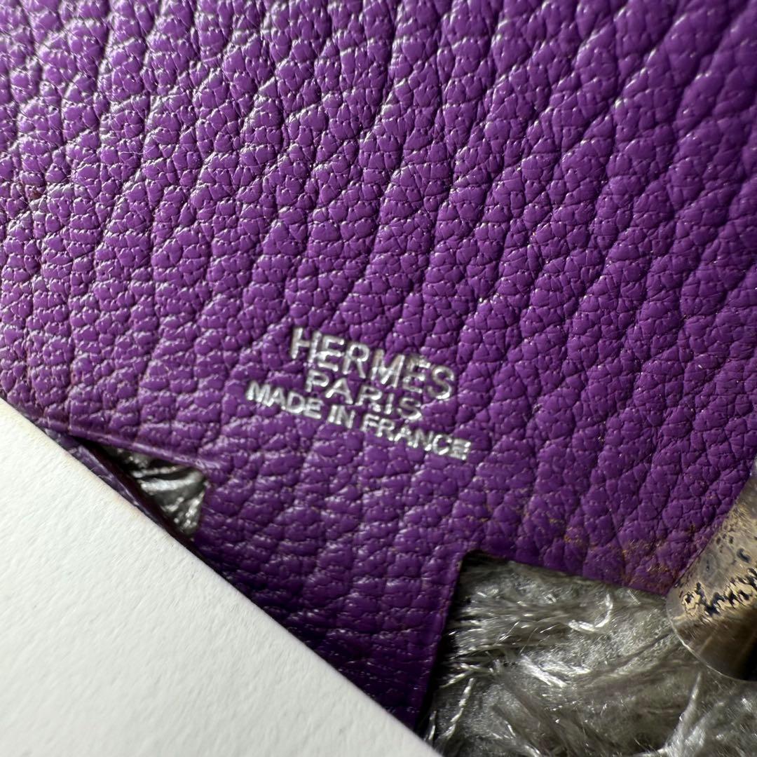 エルメス　メモ帳　パープル　レザー