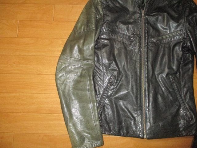 AX　アルマーニエクスチェンジ　２トーン　レザー　ライダースジャケット　SM