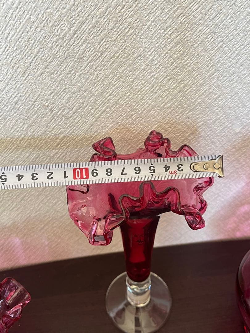 美品 フリルガラス きたいち きたいち硝子 フラワーベース 花瓶 花器 花入