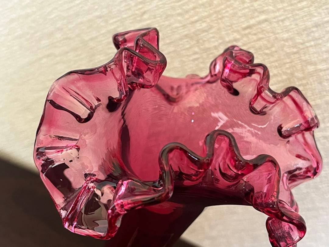 美品 フリルガラス きたいち きたいち硝子 フラワーベース 花瓶 花器 花入