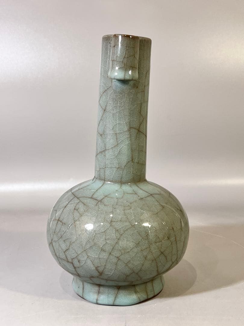 DT647 中国 青磁 管耳 瓶 茶道具伝来