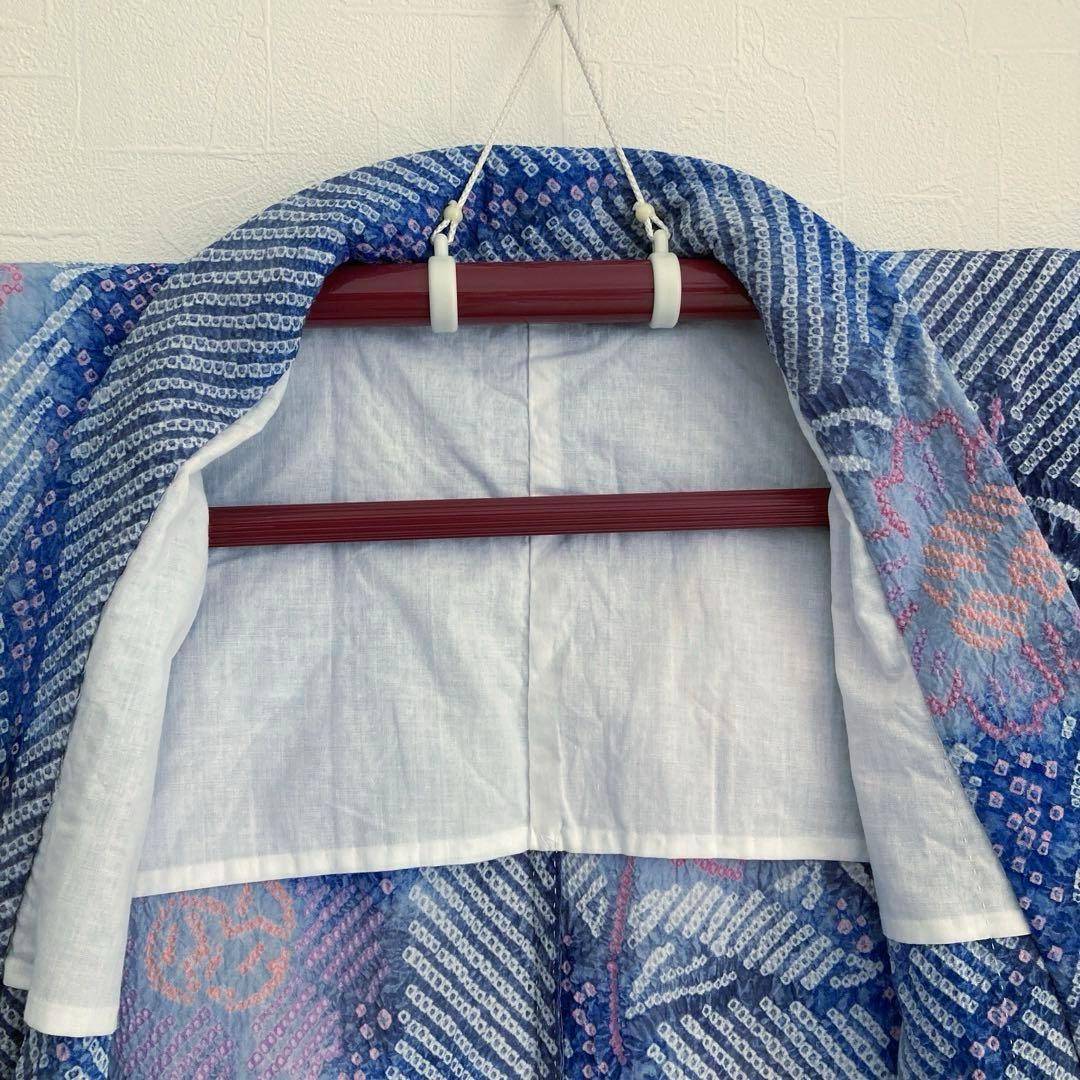 専用コト様　　有松鳴海絞り浴衣　身丈155cm ブルーとグレー上質No.2-90