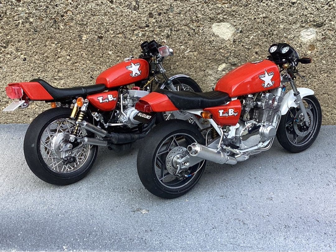 バイクプラモデル　族車　1/12 KH400改、GS1000(完成品)