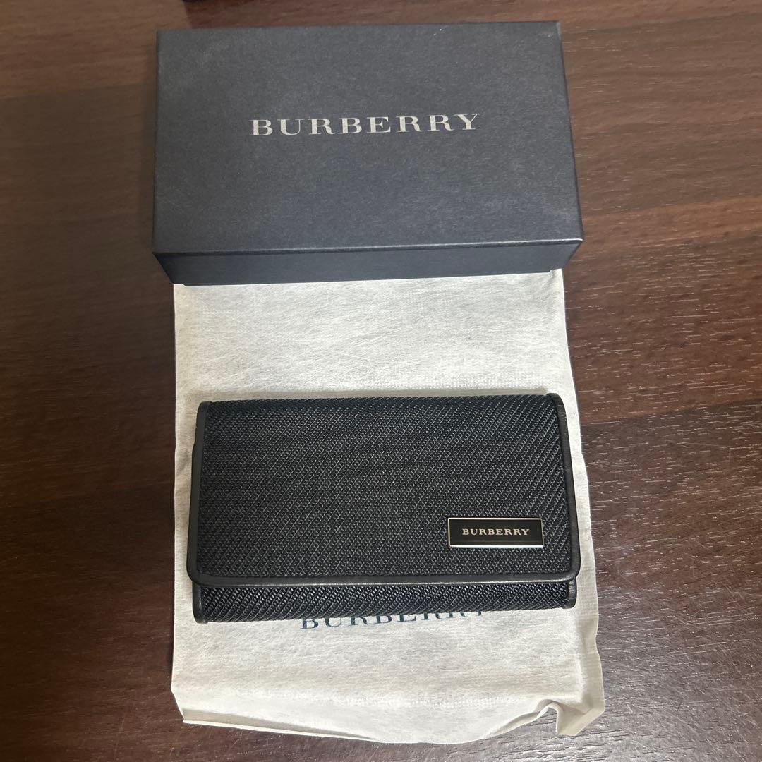 BURBERRY ブラック レザー ／ナイロンキーケース