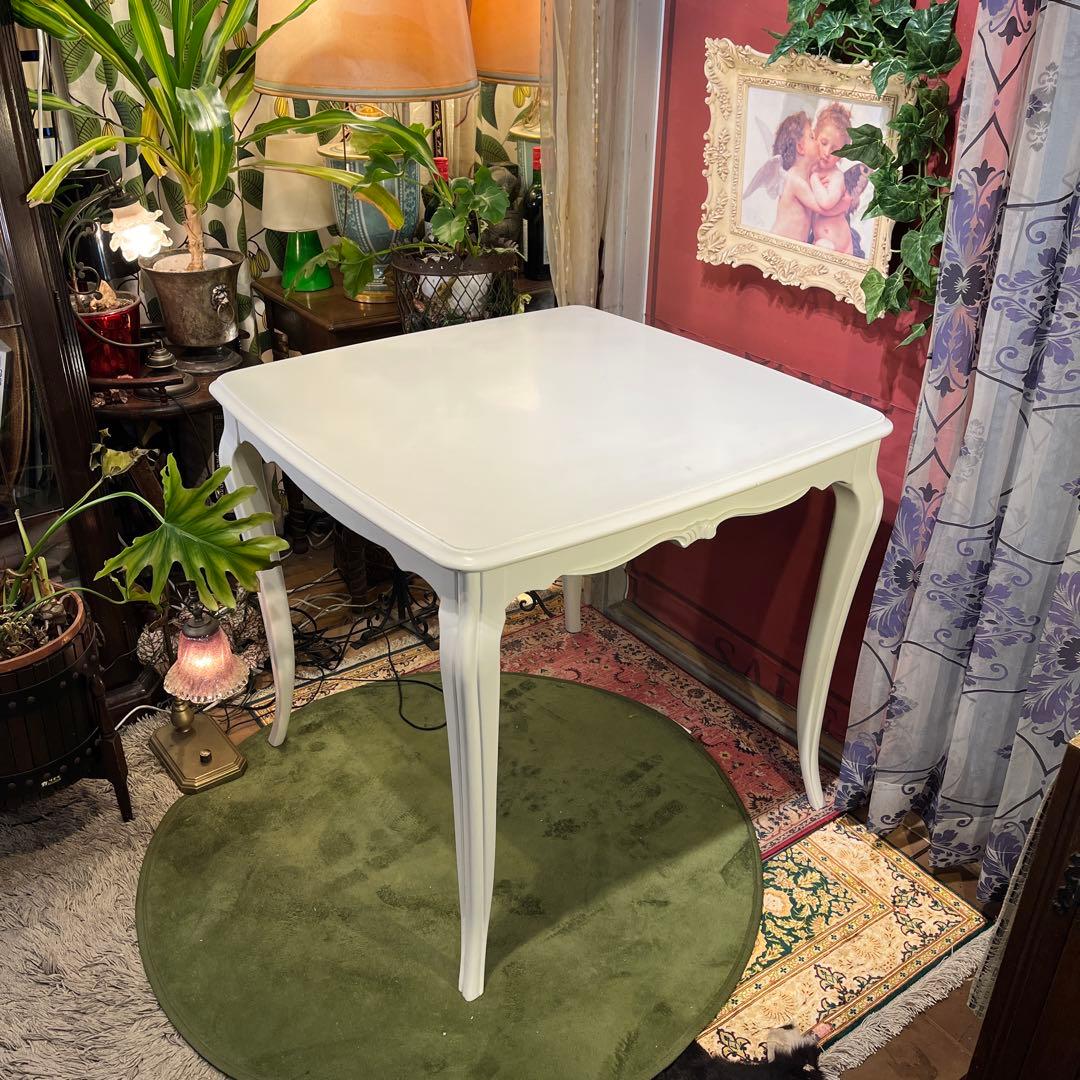 ホワイトシャビー　リモージュ　猫足 クラッシック　ダイニングテーブル