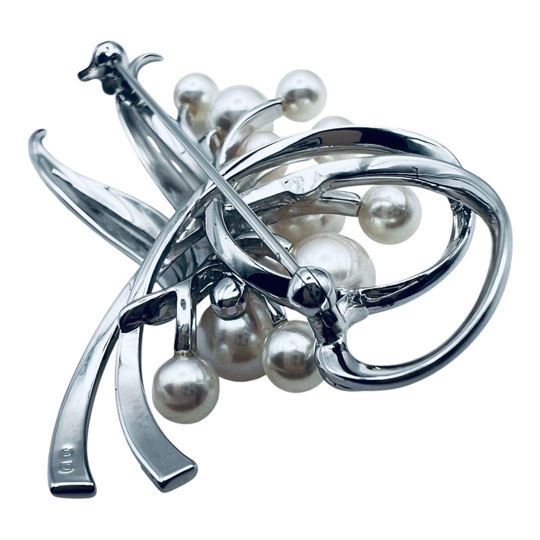 超美品　ミキモト　アコヤパール　12粒　6.5mm-4mm シルバーブローチ