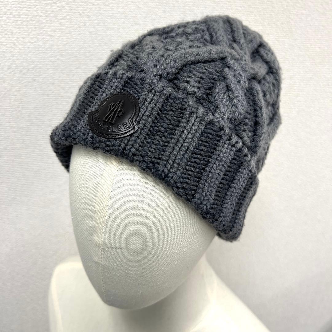 ✨極美品✨MONCLERモンクレール　ニット帽　ウール　ニットキャップ　グレー