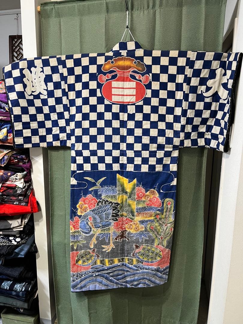 希少！　アンティーク　万祝着　地厚木綿　漁師　大漁祝①